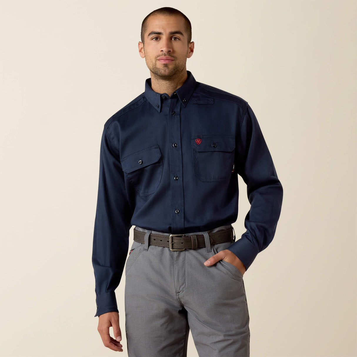 Ariat FR Navy Button Down Work Shirt 10018816