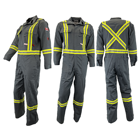 Atlas Guardian® FR / AR Premium Gray Coveralls W/CSA Striping