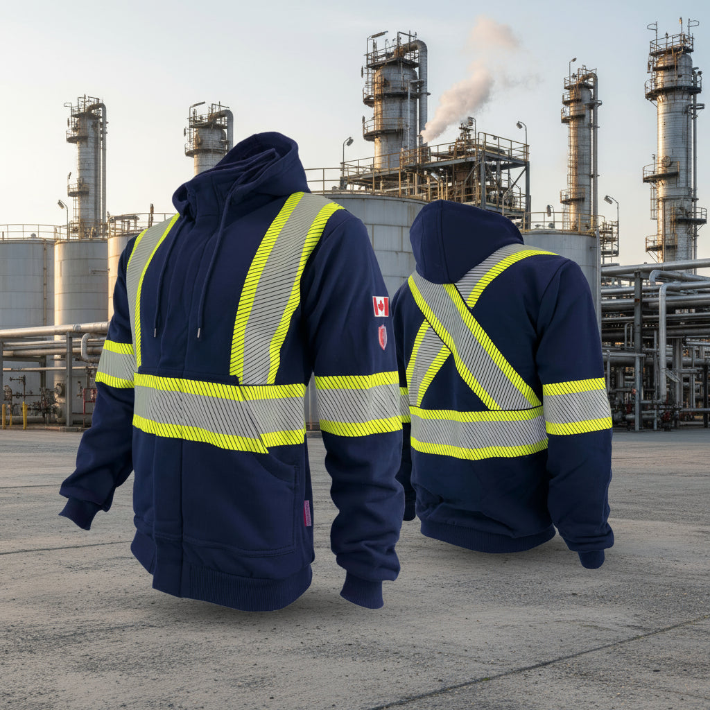 Atlas Navy Blue Zip-up FR/AR Hoodies w/ Segmented 4†Stripes 402NB