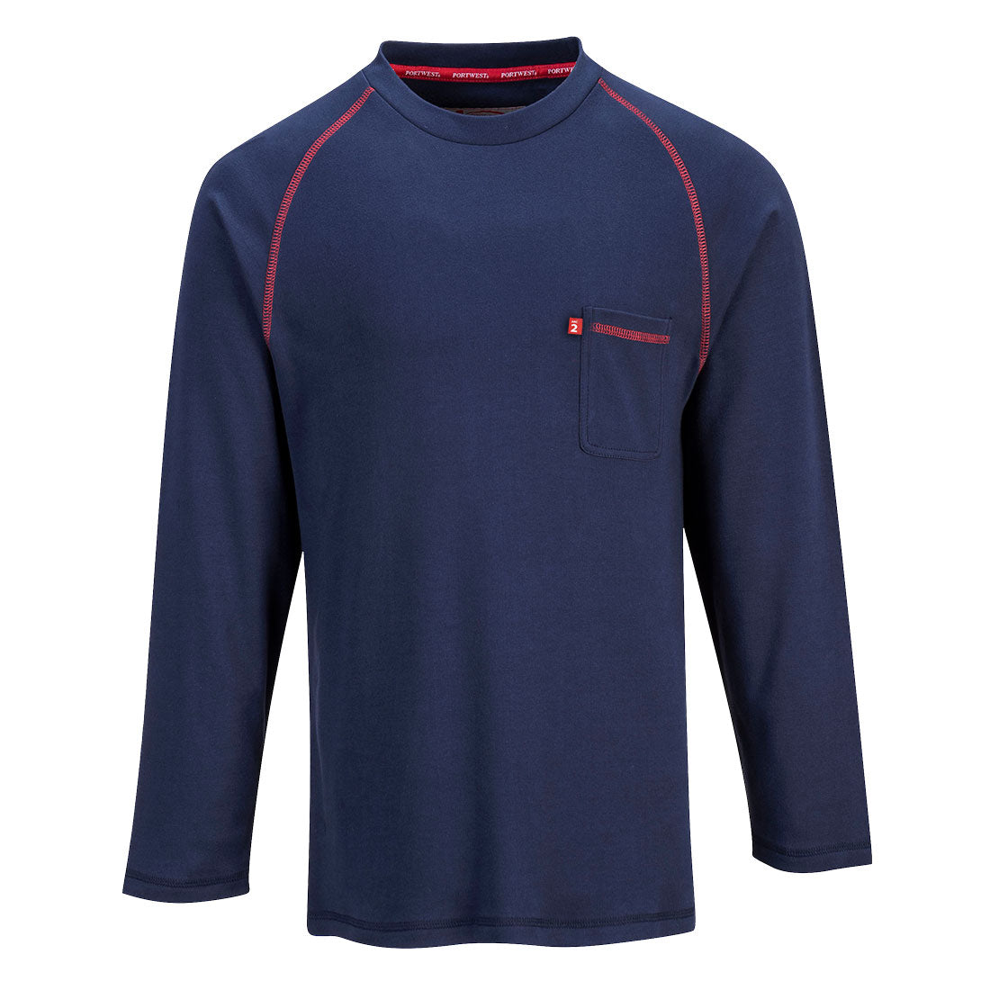 PORTWEST Crew Navy Long Sleeve FR T Shirt FR01NV