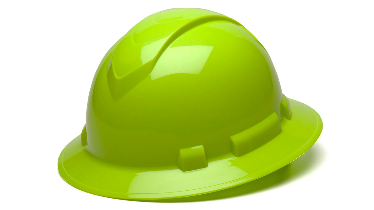 Pyramex Hi Vis Lime Ridgeline Full Brim 4 Pt Ratchet Suspension HP54131