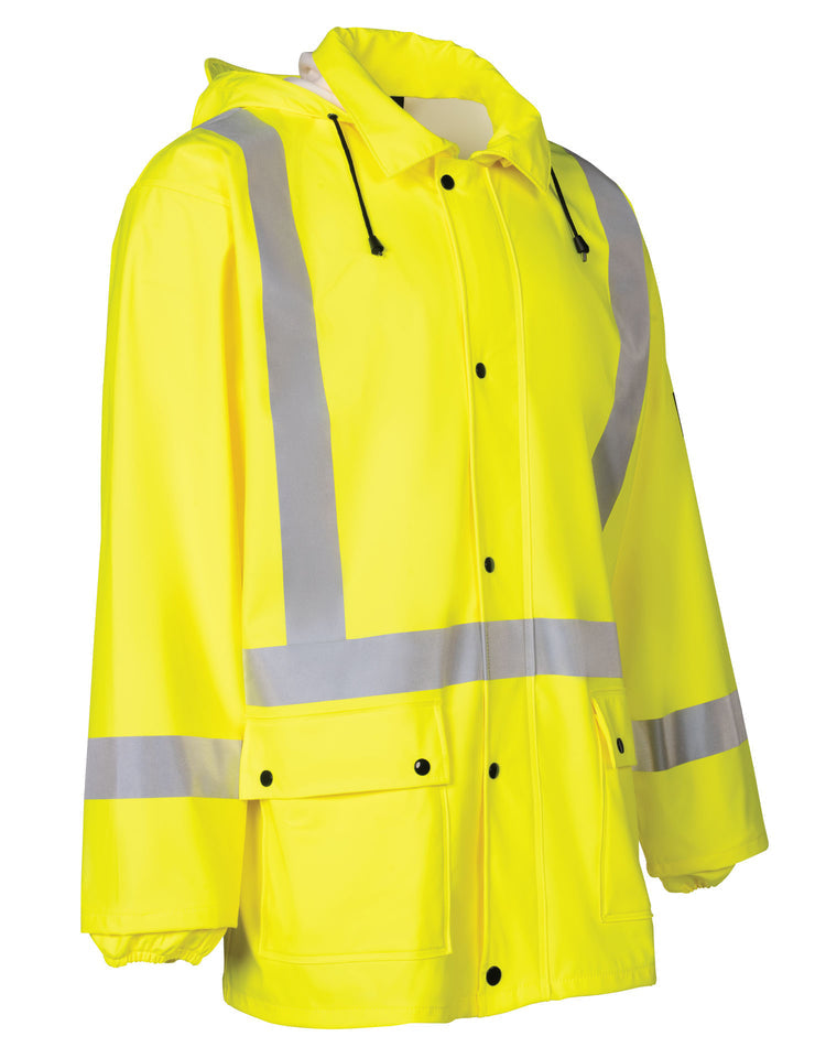 Forcefield Lightweight FR Lime Hi-Vis Safety Rain Jacket 023-8155