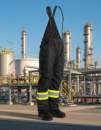 Thumbnail for Men's Black Hi-Vis FR Ripstop Light Weight Bib Pants 024-FR235-LW-BK