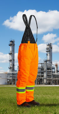 Thumbnail for Men's Orange Hi-Vis Insulated -30 FR Ripstop Waterproof Bibs 024-FR235-MW-OR