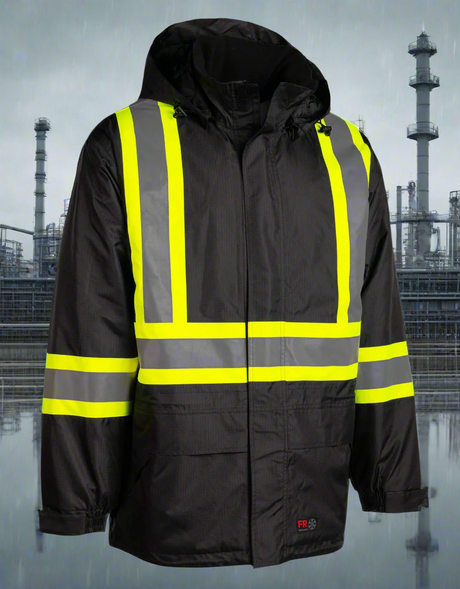 Men's Black Hi-Vis Insulated -30 FR Ripstop Waterproof Jacket replaces Viking 3907FRWJ