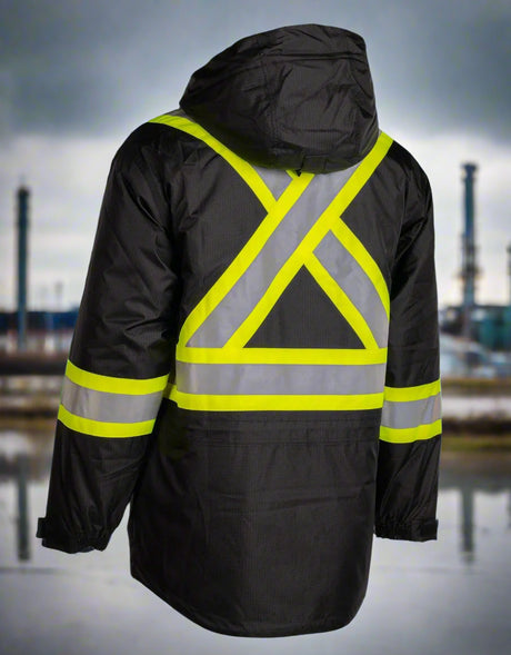 Men's Black Hi-Vis FR Ripstop Waterproof Jacket 024-FR705-LW-BK