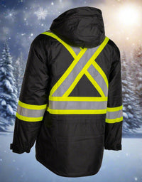 Thumbnail for Men's Black Heavy Weight Hi-Vis -50 FR Ripstop Waterproof Jacket 024-FR705-MX-BK