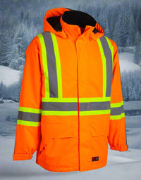 Thumbnail for Men's Orange Hi-Vis Insulated -30 FR Ripstop Waterproof Jacket 024-FR705-MW-OR