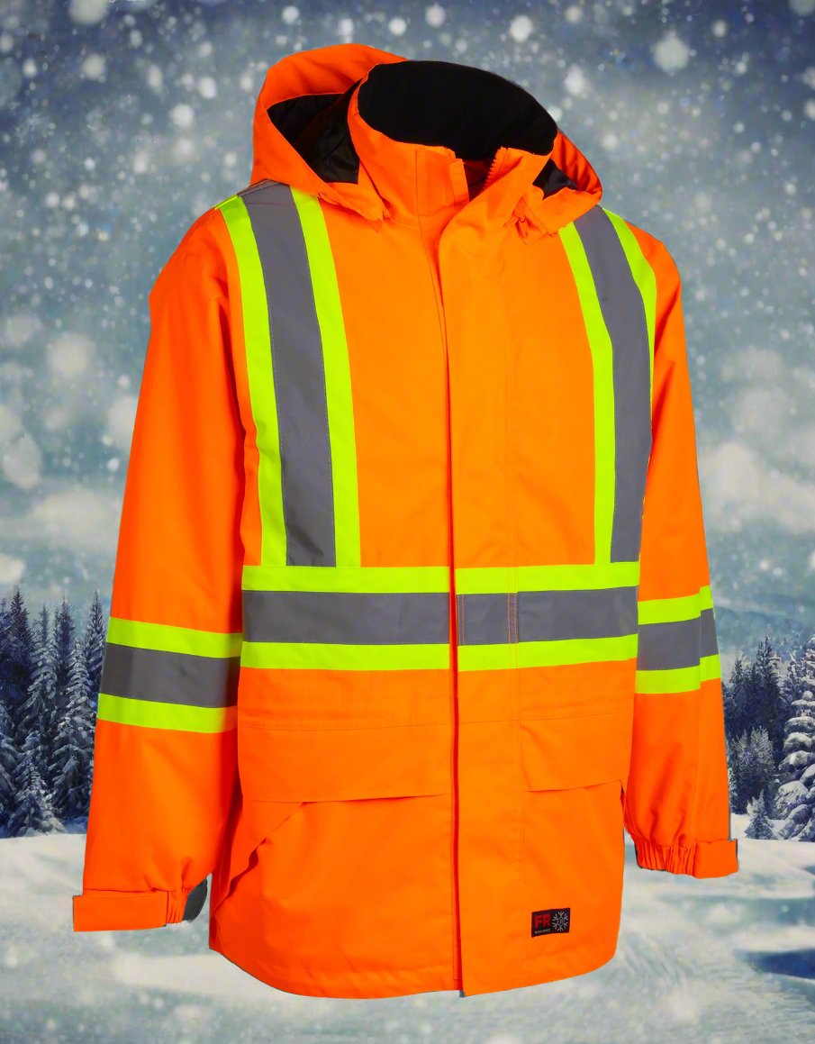 Men's Orange Heavy Weight Hi-Vis -50 FR Ripstop Waterproof Jacket 024-FR705-MX-OR