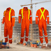 Thumbnail for Atlas Guardian Orange AR/FR Mens OHSA Hi Vis Coveralls 1052OR