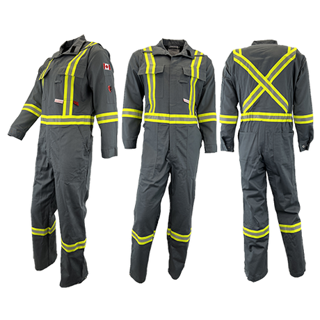 Atlas Guardian® FR / AR Premium Gray  Coveralls W/CSA Striping