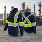 Atlas Navy Blue Zip-up FR/AR Hoodies w/ Segmented 4â€ Stripes 402NB