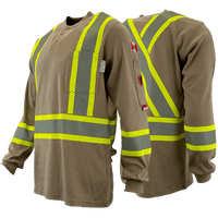 Thumbnail for Atlas AR/FR kHAKI Henley Shirts with 4” Segmented Striping 4034kk