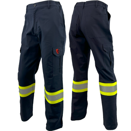 Atlas AR/FR Navy Cargo Pants W/ 4"Yellow/Silver reflective 4054NB