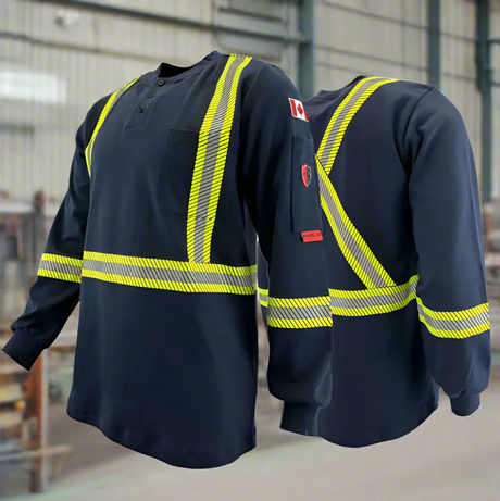 Atlas FR/AR Striped Navy Henley Shirt 403STNB