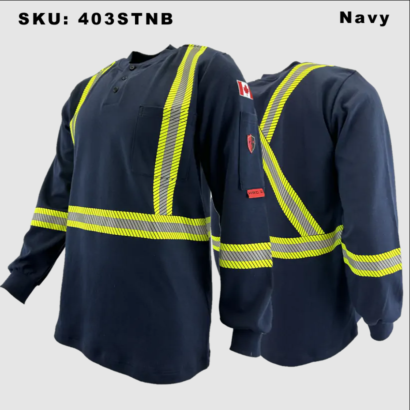 Atlas FR/AR Striped Navy Henley Shirt 403STNB