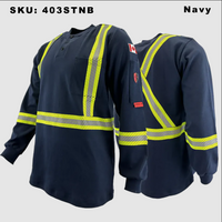 Thumbnail for Atlas FR/AR Striped Navy Henley Shirt 403STNB