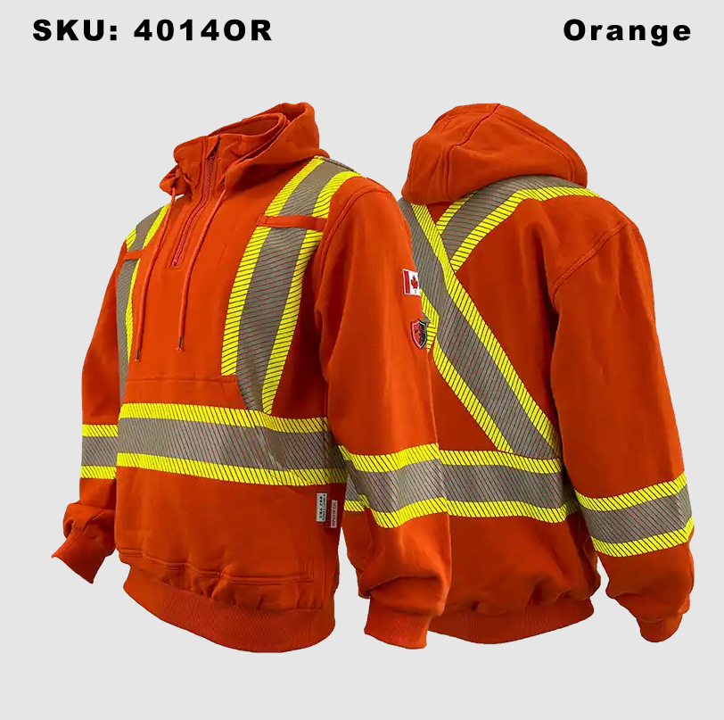 Atlas Orange Pullover FR/AR Hoodies w/ Segmented 4” Stripes 4014OR