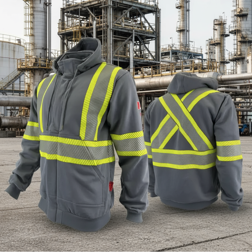 Atlas Gray Zip-up FR/AR Hoodies w/ Segmented 4â€ Stripes 402GR