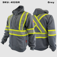 Thumbnail for Atlas Gray Zip-up FR/AR Hoodies w/ Segmented 4” Stripes 402GR