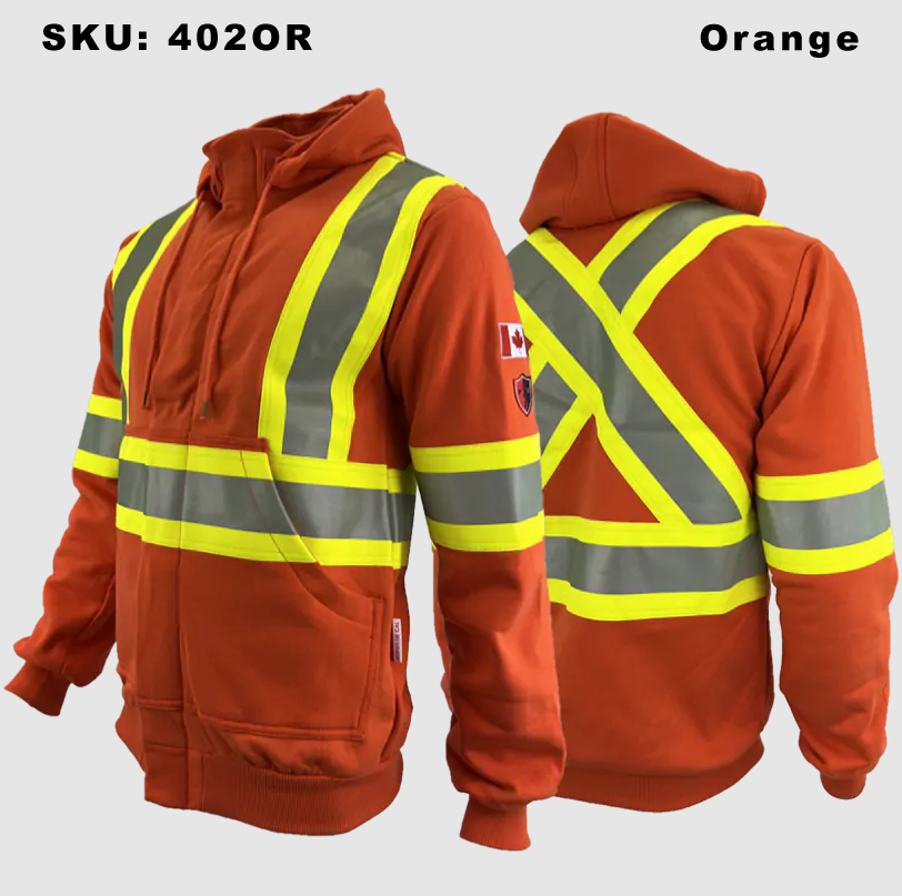 Atlas Orange Zip-up FR/AR Hoodies w/ Segmented 4” Stripes 402OR