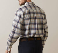 Thumbnail for ARIAT FR Men's Chiseled Navy/White Plaid Work Shirt - 10043743