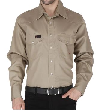 Forge FR Men's Khaki Snap Long Sleeve Work Shirt MFRSLD-002 KHAKI
