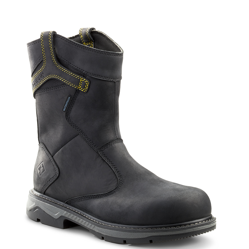 Men's Terra Black Patton Wellington Waterproof Pull-On Work Boot 4TCBBK