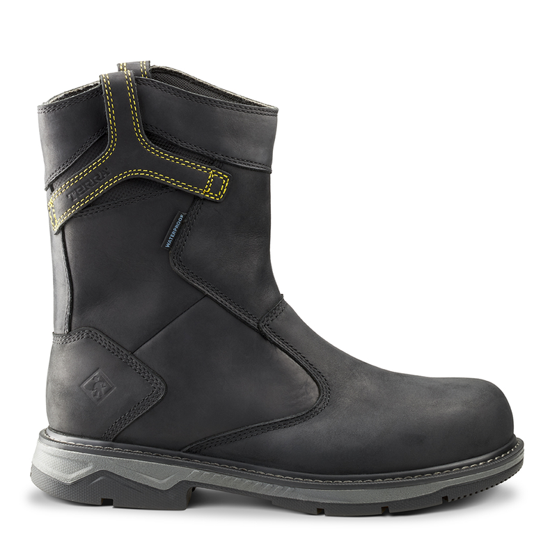 Men's Terra Black Patton Wellington Waterproof Pull-On Work Boot 4TCBBK