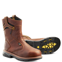 Thumbnail for Men's Terra Brown Patton Wellington Waterproof Pull-On Safety Work Boot with Internal Met Guard 4TCCBN