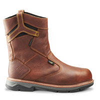 Thumbnail for Men's Terra Brown Patton Wellington Waterproof Pull-On Safety Work Boot with Internal Met Guard 4TCCBN