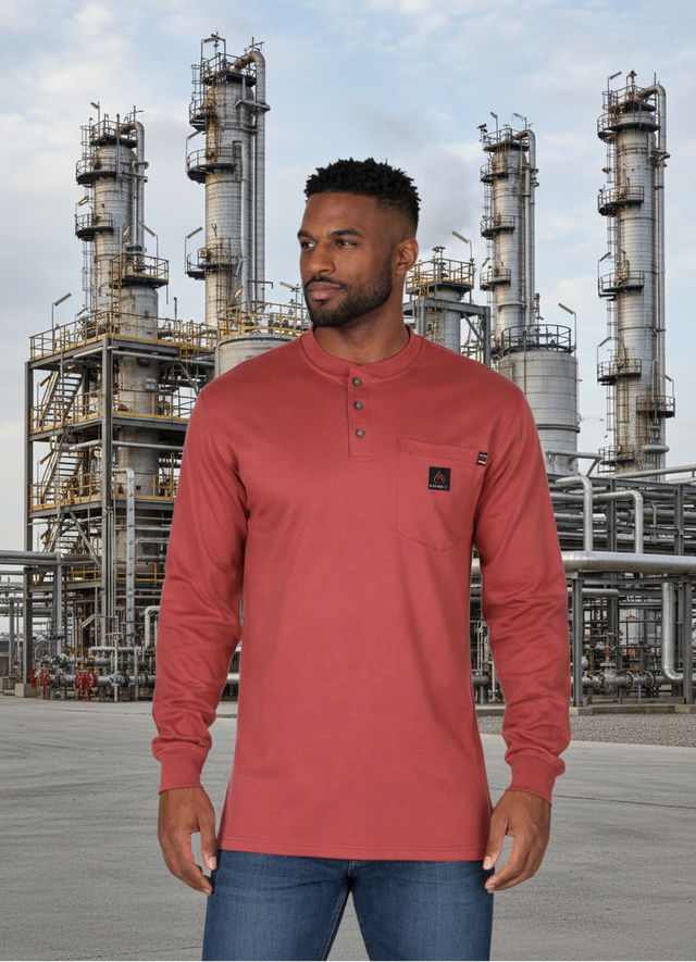 Forge FR Red Henley Shirt MFRHNLY-004-RED