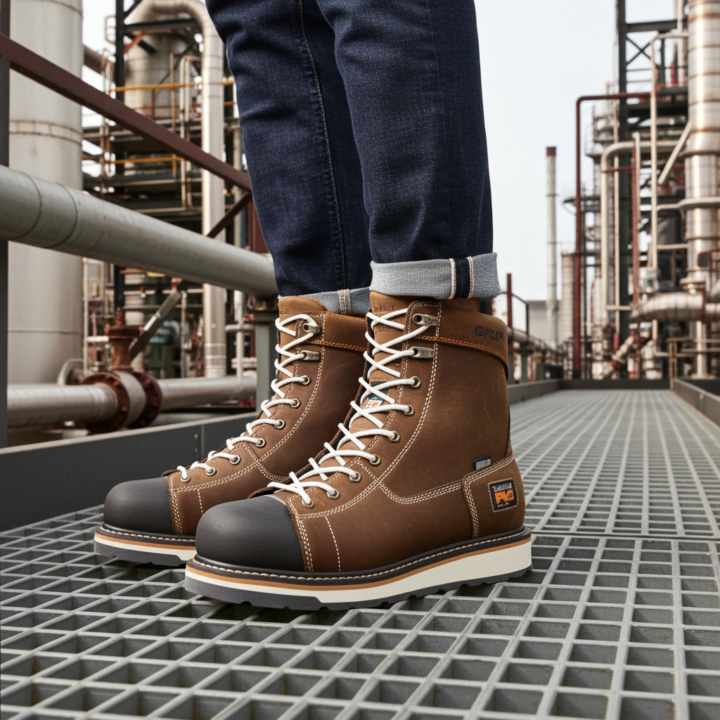 Timberland Pro Gridworks 8" Alloy Safety Toe Brown Full-Grain Leather TB0A12EZ