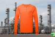 IFR Men's UltraSoft 6 oz Orange Long Sleeve Henley T-Shirt UPO660
