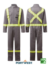 Thumbnail for Portwest Bizflame Gray 88/12 Iona 7oz Men's FR Coverall FR511GR