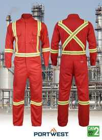Thumbnail for Portwest Bizflame Red 88/12 Iona 7oz Men's FR Coverall FR511RE