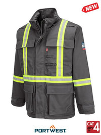 Thumbnail for Men's Bizflame Grey 88/12 Insulated FR Winter Parka Style FR612