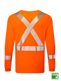 Thumbnail for IFR Orange FR Front Line 6.9 oz Henley Segmented Striped Long Sleeve T-Shirt FSO662