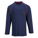PORTWEST Crew Navy Long Sleeve FR T Shirt FR01NV