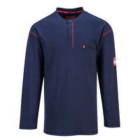 Thumbnail for PORTWEST Navy Long Sleeve FR Henley T Shirt