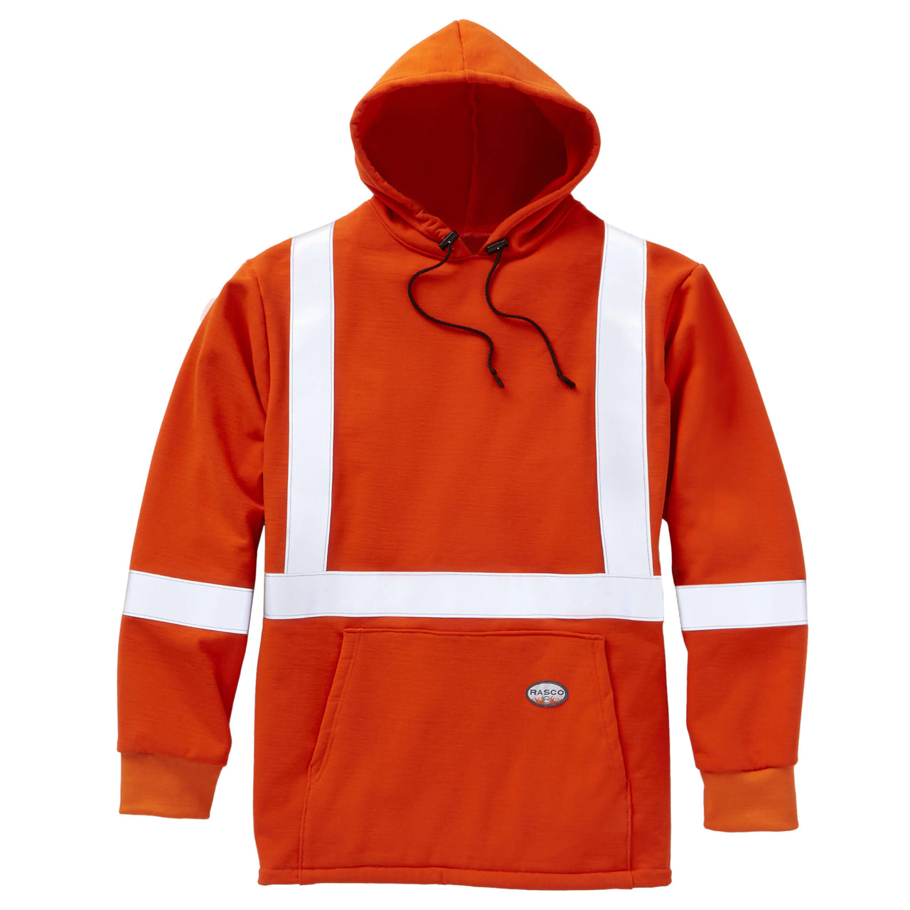 FR Hi Vis Orange Pullover Hooded Sweatshirt w/ 2'' CSA Silver Reflective Tape
