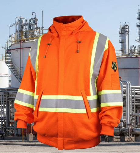 Black Stallion FR Orange Zip up Hooded Sweatshirt JF1332-OR