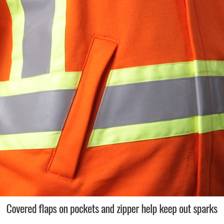 Black Stallion FR Orange Zip up Hooded Sweatshirt JF1332-OR