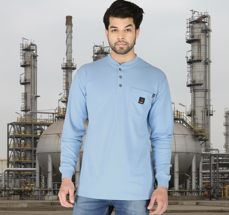 Forge FR Light Blue Henley Shirt MFHNLY-004-LTBL