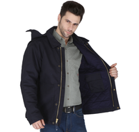 Thumbnail for Men's Navy Forge FR Insulated Duck Jacket W/ Detachable Hood MFRIJDH