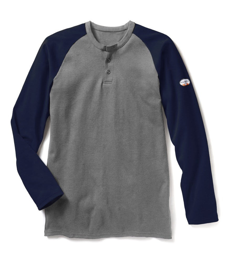 Navy-Gray Long Sleeve FR Two-Tone Henley T Shirt FR0401NV/GY