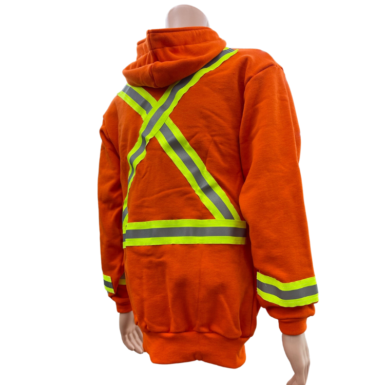 Refinery Work Wear FR Orange HI-VIS Zip Up Hoodie Sweatshirt
