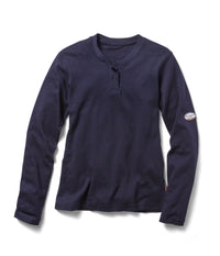 Thumbnail for Women's Navy Long Sleeve FR Henley T Shirt